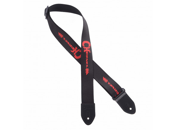 Charvel  Logo Poly Leather Ends, BLACK/RED